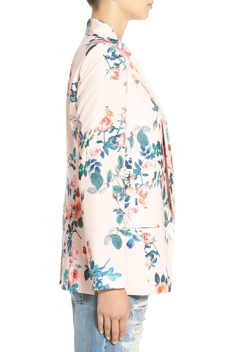 Floral Print Blazer, Alternate, color, AMERICAN ROSE