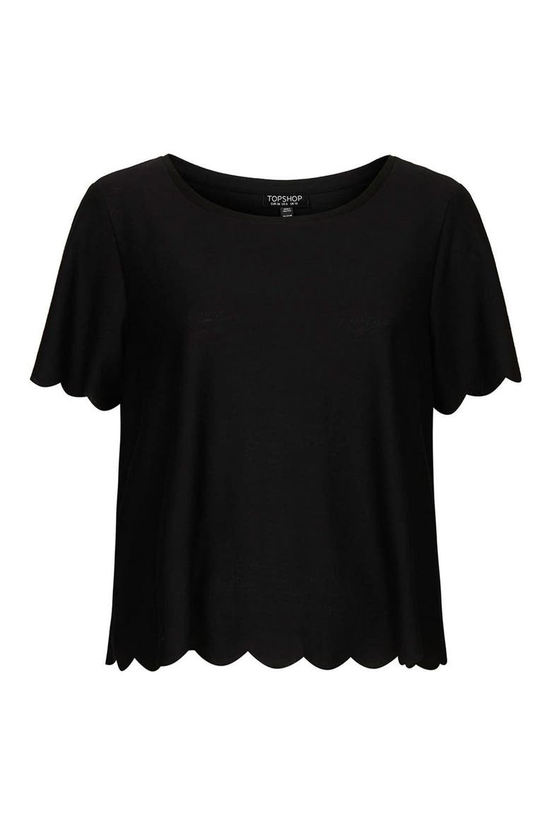 Scallop Hem Tee, Alternate, color, BLACK