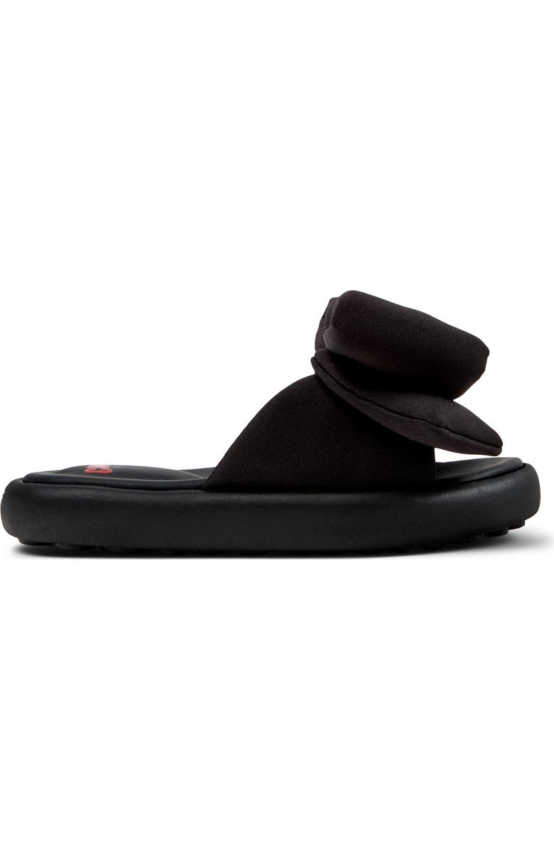Camper Kids' Pelotas Plush Bow Slide Sandal, Alternate, color, Black