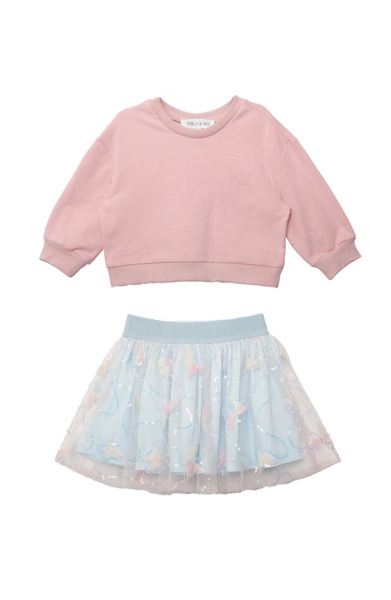 Isobella & Chloe Chasing Butterflies Two Piece Set, Main, color, Pink