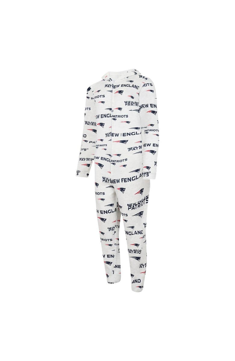 CONCEPTS SPORT Men's Concepts Sport White New England Patriots Allover Print Docket Union Full-Zip Hooded Pajama Suit, Alternate, color, White
