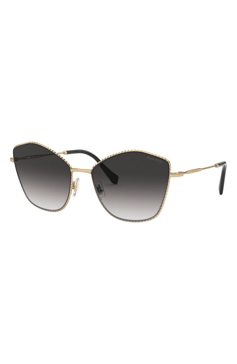 Miu Miu 60mm Cat Eye Sunglasses, Alternate, color, Antique Gold/ Grey Gradient