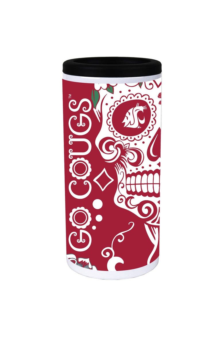 Washington State Cougars Dia Stainless Steel 12oz. Slim Can Cooler, Main, color, White