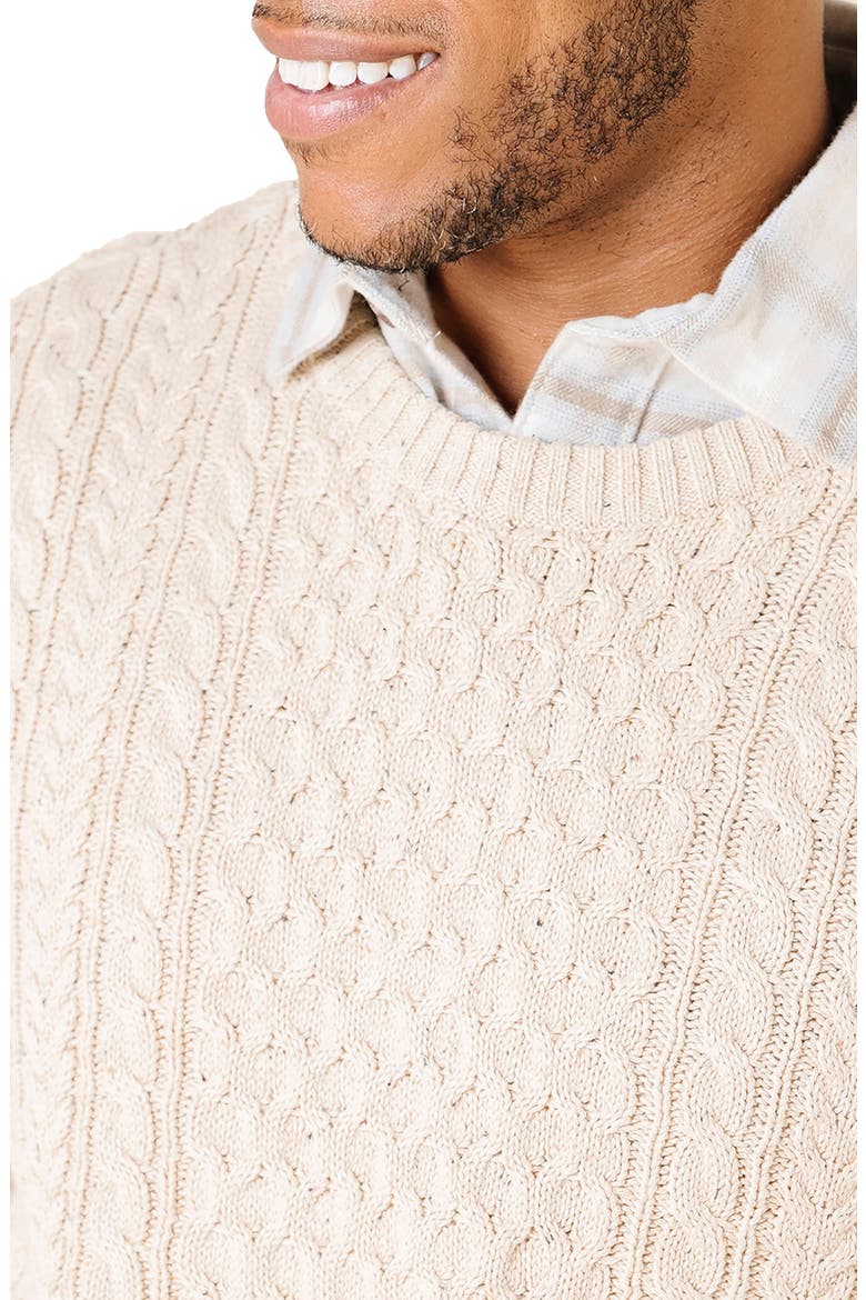 Organic Cotton Fisherman Sweater, Alternate, color, Natural Fleck