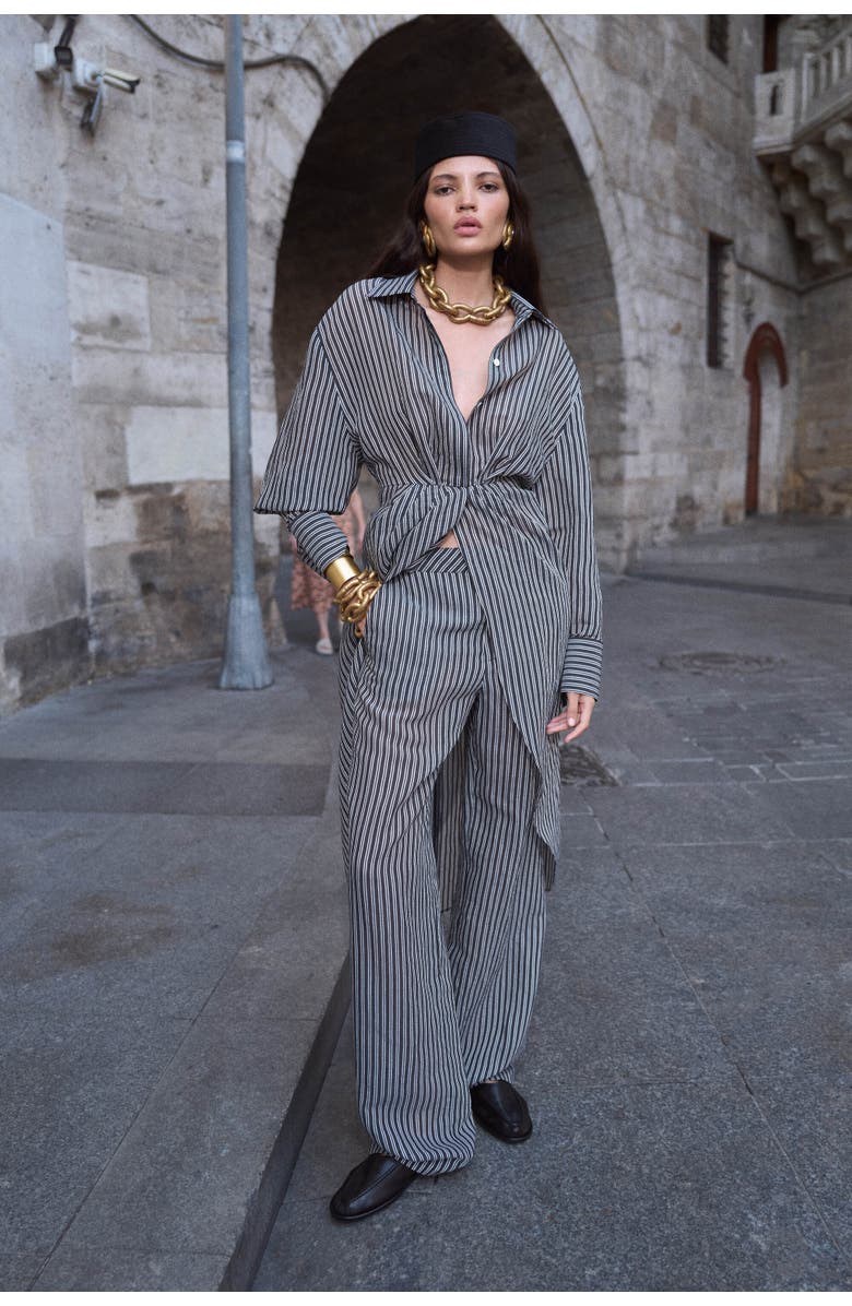 Nocturne Striped Sheer Pants, Alternate, color, 