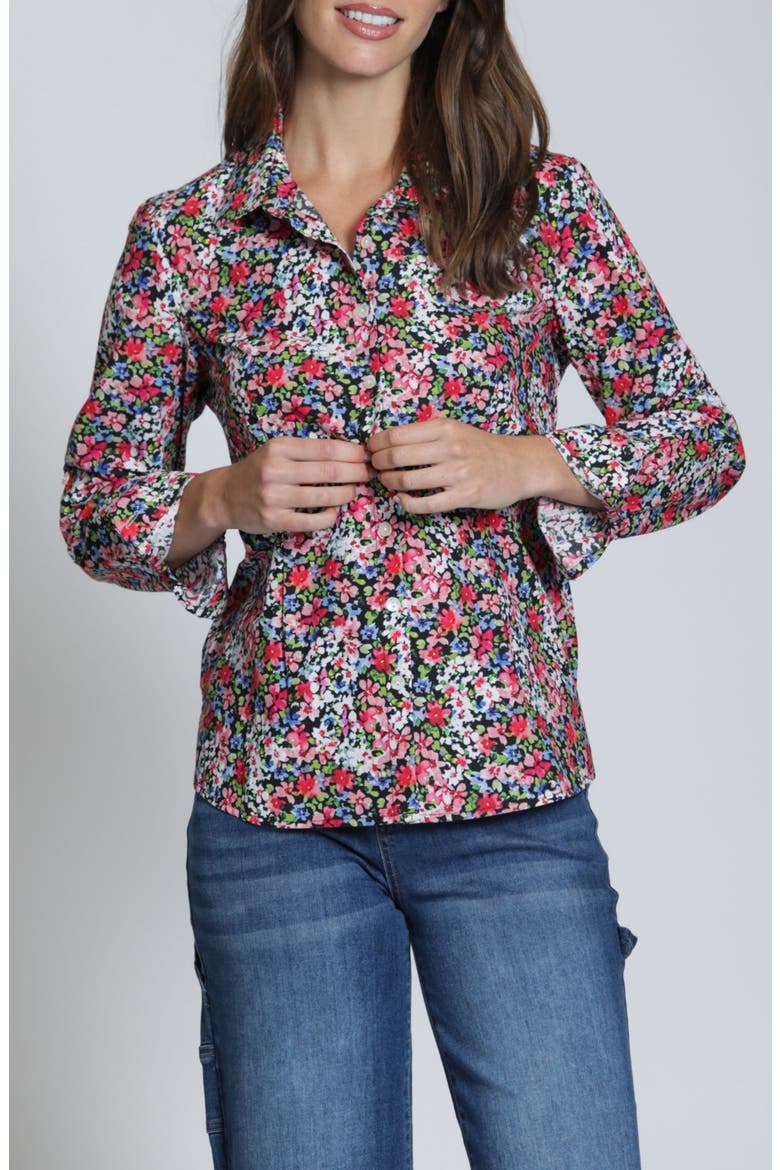 Classic Floral Button-Up Shirt, Main, color, RED BLUE MULTI