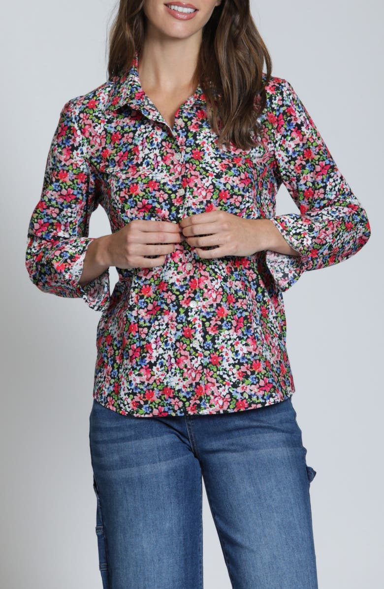 APNY Classic Floral Button-Up Shirt, Main, color, Red Blue Multi
