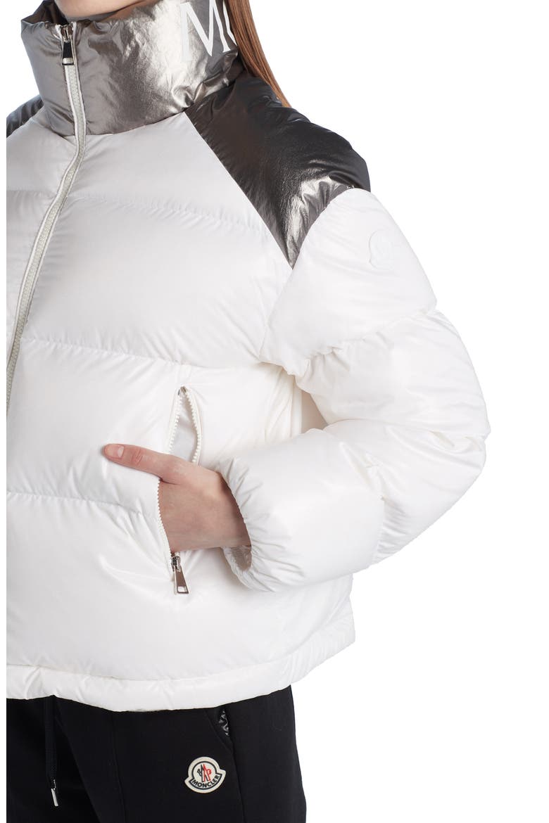 Cuscute Metallic Collar Down Puffer Jacket, Alternate, color, WHITE