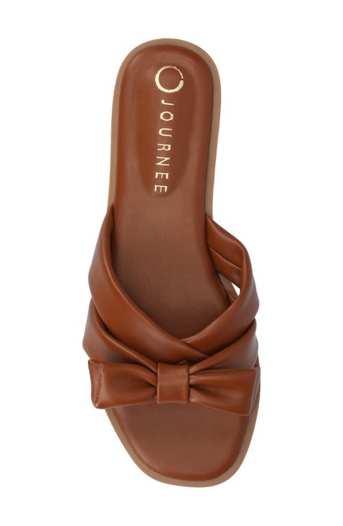 Shop Journee Collection Prylin Bow Slide Sandal In Cognac