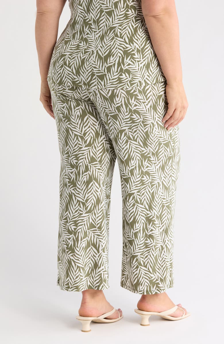 KASPER Olive Print Pull-On Ankle Wide Leg Pants, Alternate, color, 