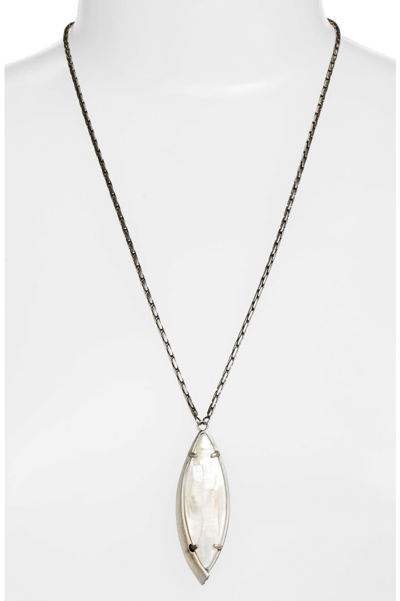 Milla Long Pendant Necklace, Main, color, CRCKL IVR MP/ ANTQ SLVR