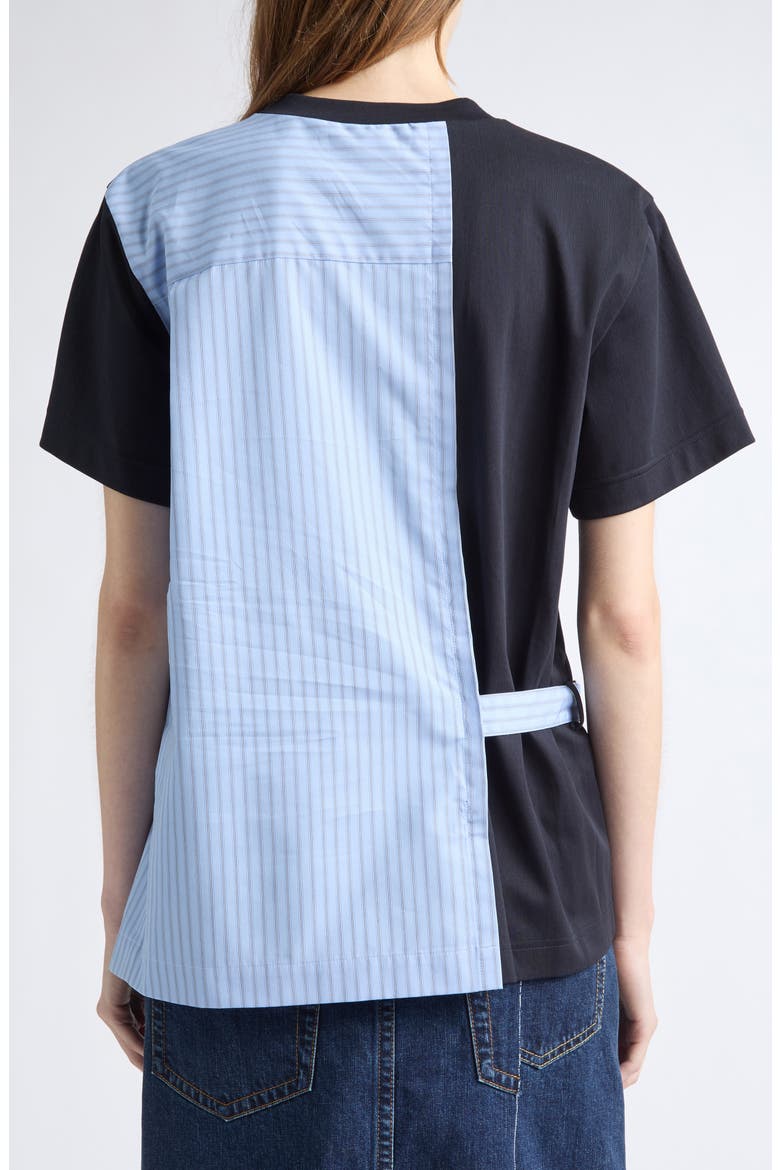 Poplin Mixed Media T-Shirt, Alternate, color, LIGHT BLUE STRIPE/ NAVY