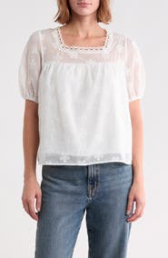 Forgotten Grace Lace Trim Embroidered Eyelet Top