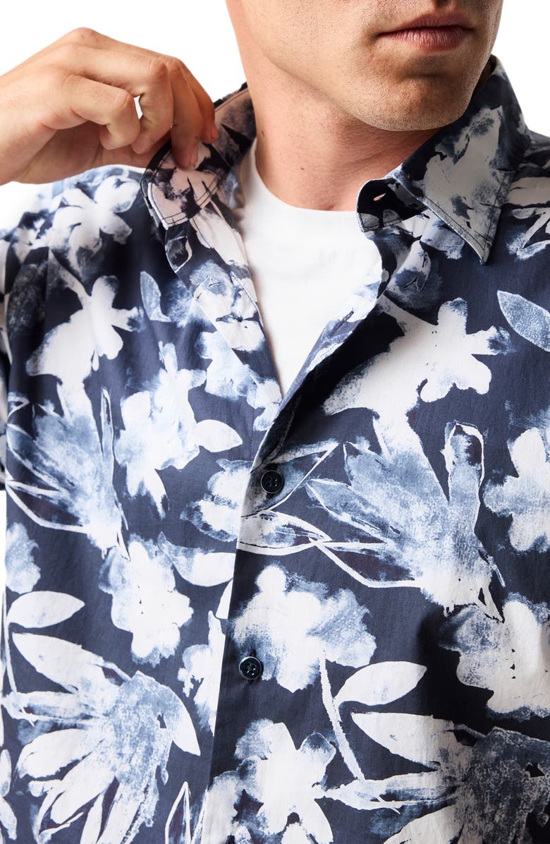 Rodd & Gunn Windstock Floral Short Sleeve Cotton Button-Up Shirt, Alternate, color, Ink