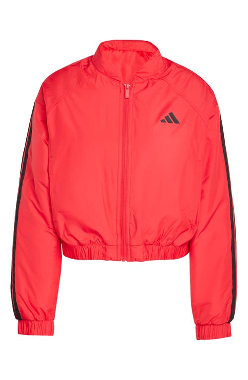 Adidas Originals Adidas Essentials 3-stripes Water Repellent Crop Track Jacket In Red