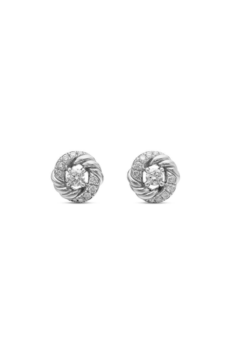 David Yurman Petite Infinity Stud Earrings with Diamonds in Sterling Silver, Main, color, Diamond/ Silver