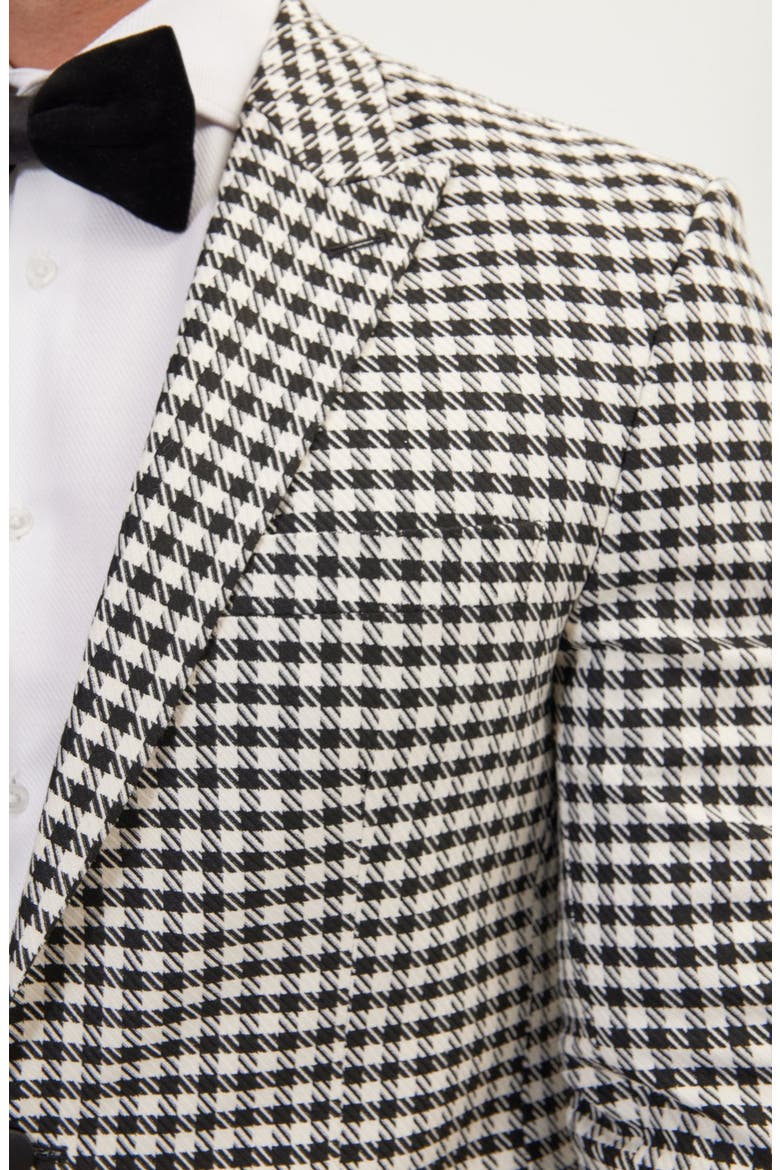 Trim Fit Check Formal Jacket & Solid Pants Suit, Alternate, color, BLACK WHITE