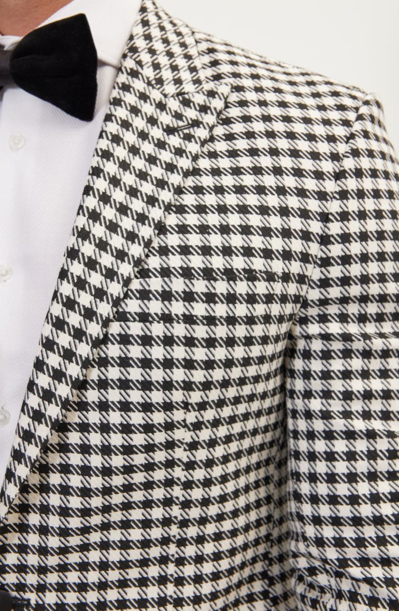 RON TOMSON Trim Fit Check Formal Jacket & Solid Pants Suit, Alternate, color, Black White
