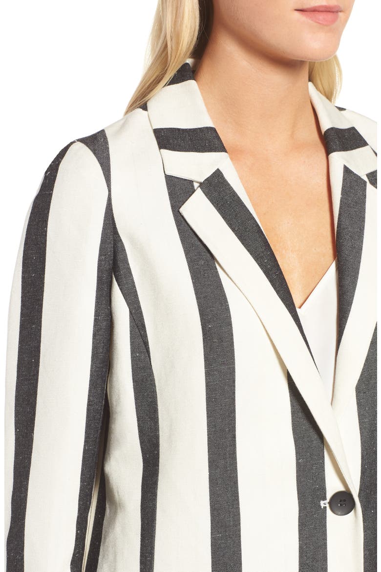 Stripe Blazer, Alternate, color, BLACK- IVORY BOLD STRIPE