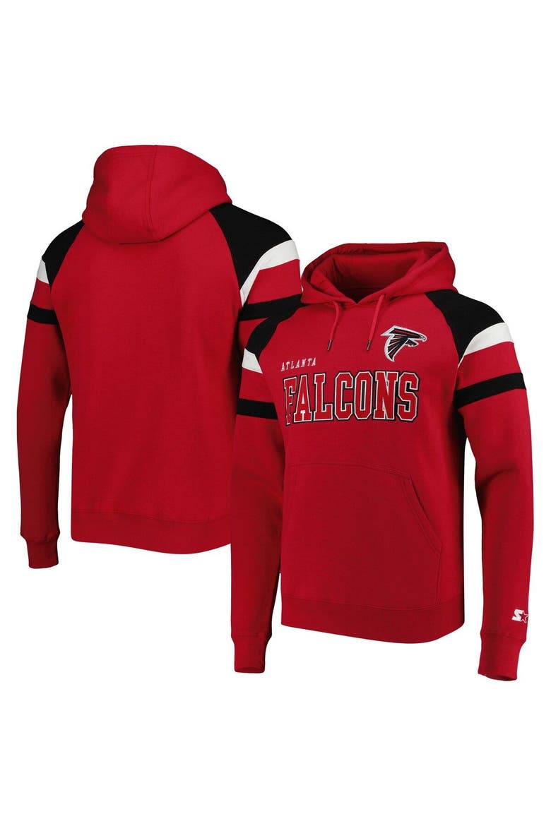 Men's Starter Red Atlanta Falcons Draft Fleece Raglan Pullover Hoodie, Alternate, color, Red