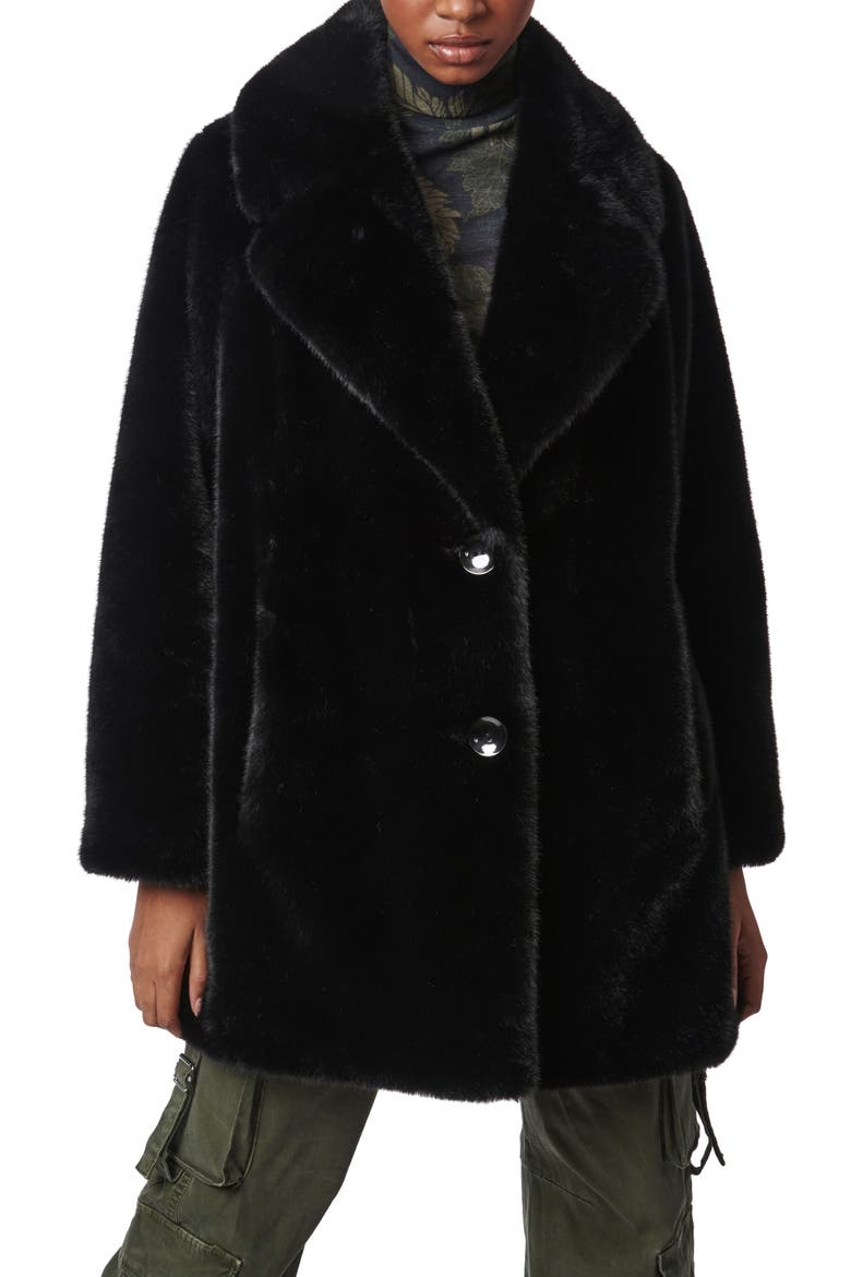 The Sally Faux Fur Coat, Main, color, BLACK