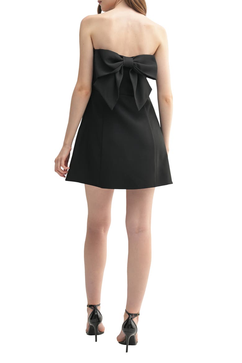 Bow Back Strapless Fit & Flare Minidress, Alternate, color, BLACK