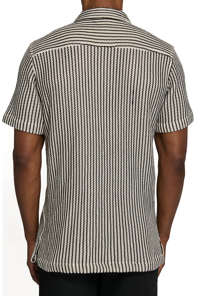 Bedford Striped Crochet Camp Shirt, Alternate, color, BLACK/BROWN