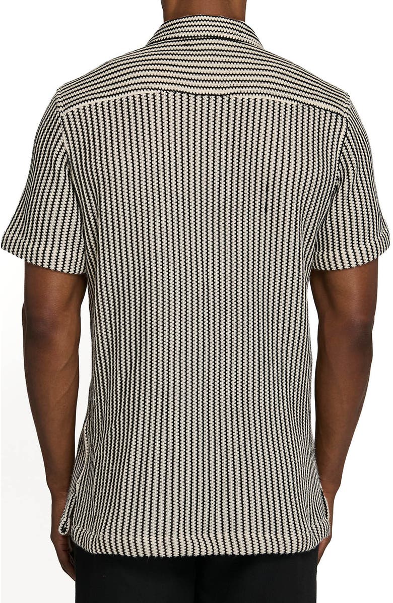 Brooklyn Brigade Bedford Striped Crochet Camp Shirt, Alternate, color, Black/Brown