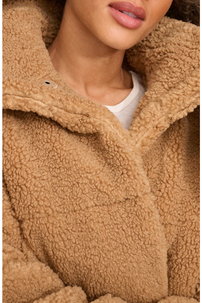 Quilted Faux Fur Short Teddy Jacket, Alternate, color, CHESTNUT