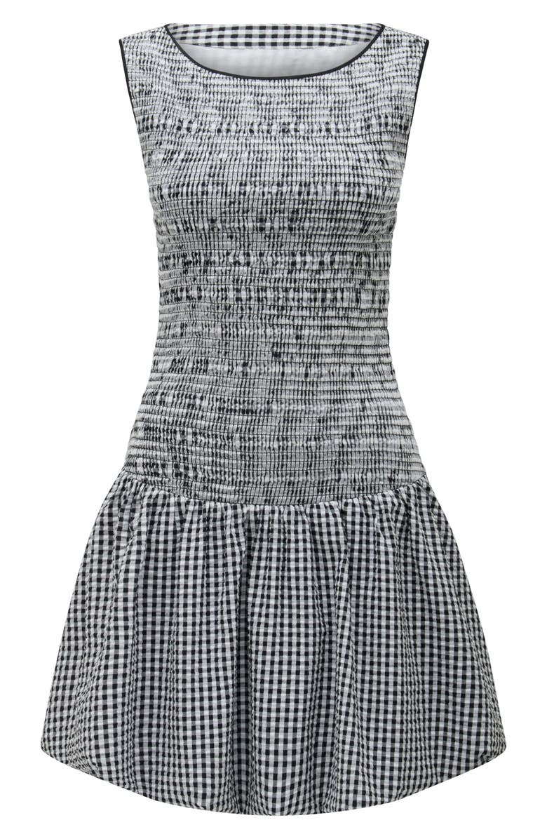 Ever New Lily Bubble Hem Tie Back Minidress, Alternate, color, Black/ White Gingham