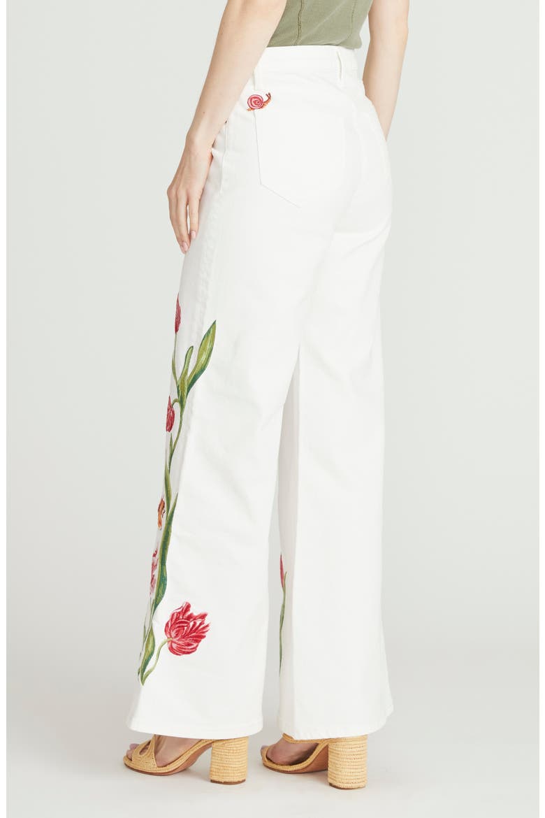 Penelope Embroidered Wide Leg Jeans, Alternate, color, WHITE