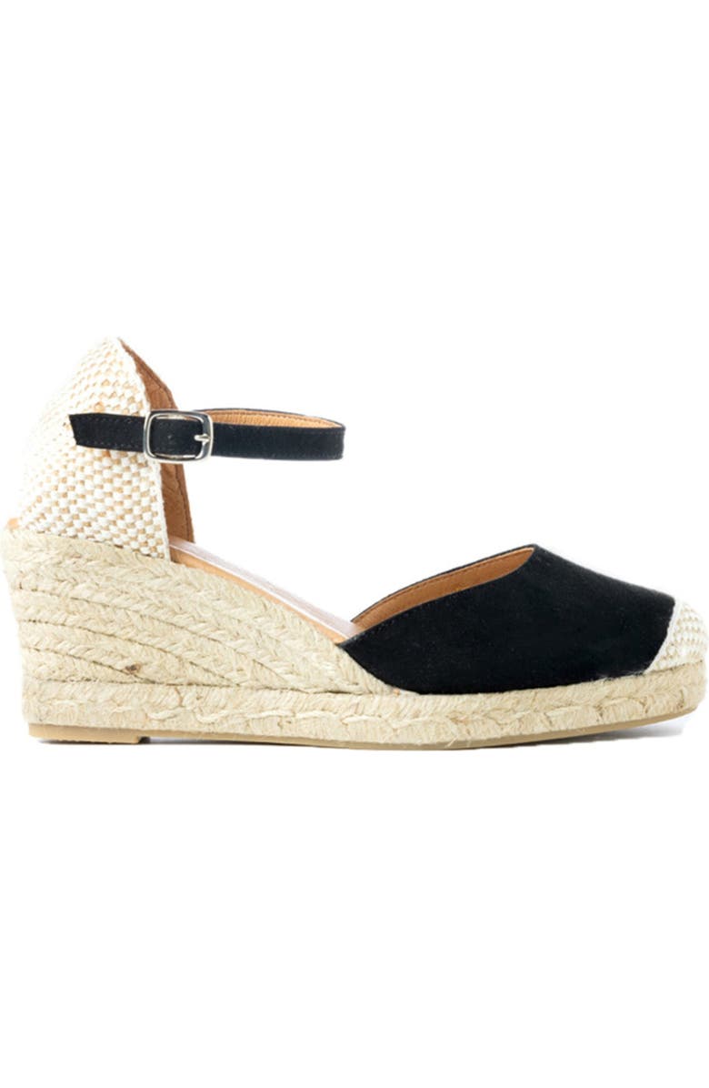 Menina Step Jimena Medium-Strap Espadrille, Main, color, Black