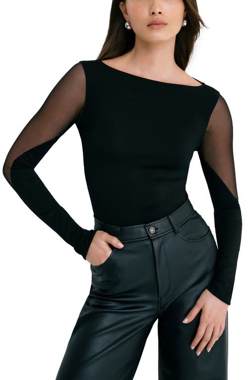 Marcella Adella Mesh Accent Bodysuit In Black