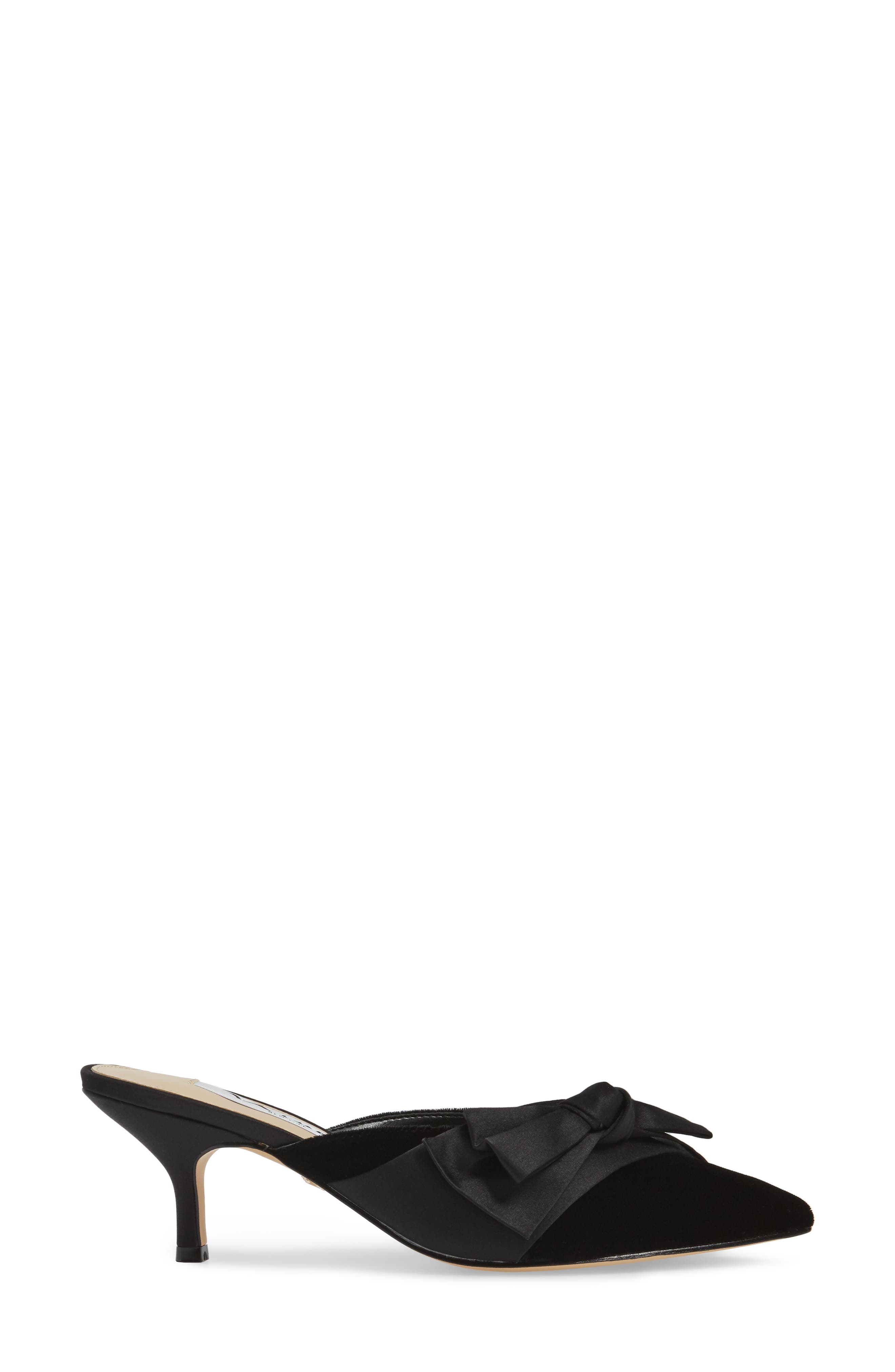 Timara Bow Mule, Alternate, color, BLACK SATIN