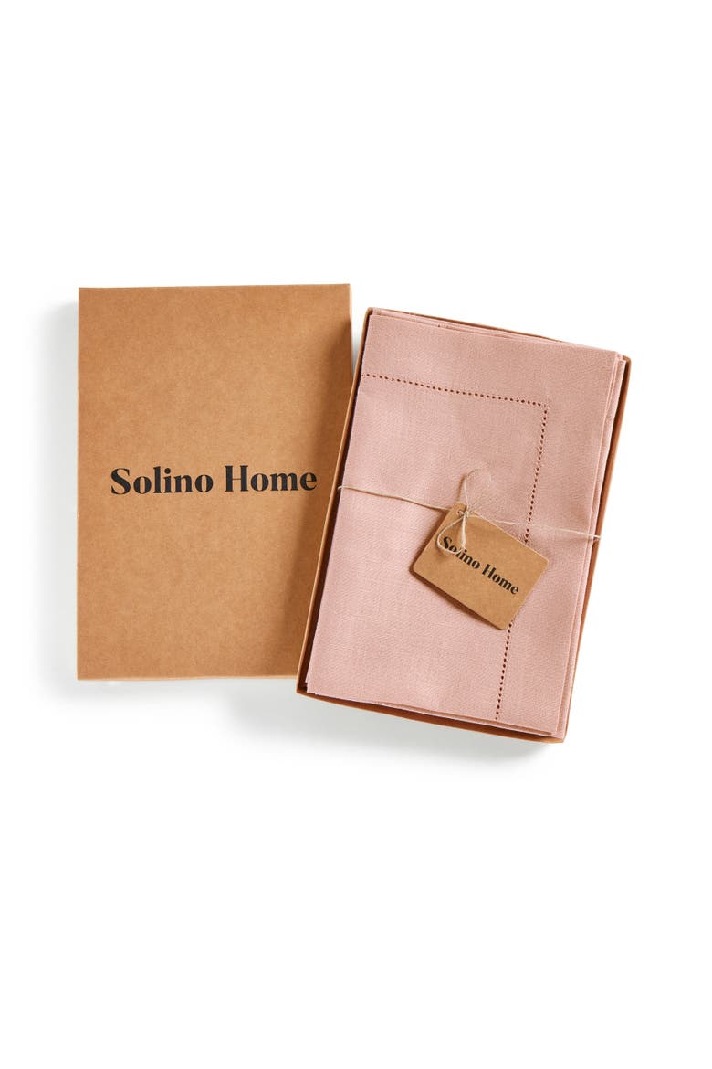 Linen Dinner Napkins Set of 4, 20 x 20" - Medium Weight Hemstitch, Alternate, color, Misty Pink