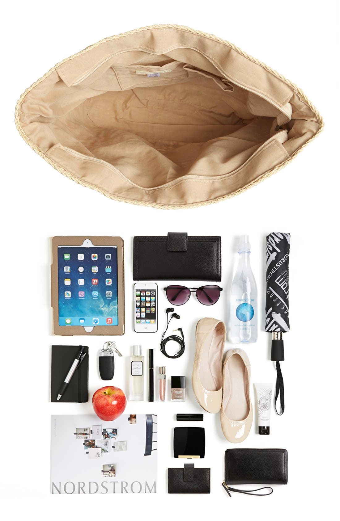 San Diego Hat Stripe Straw Tote, Alternate, color, 