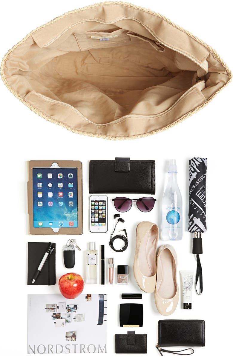 San Diego Hat Stripe Straw Tote, Alternate, color,