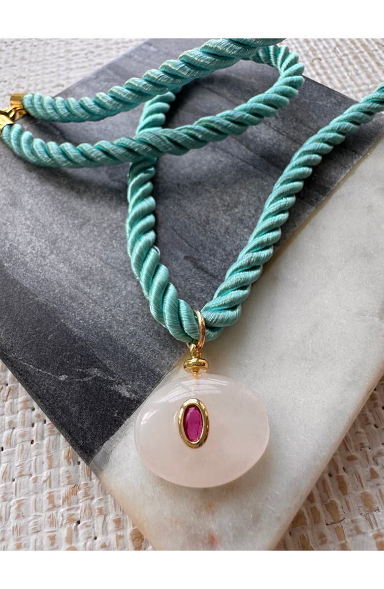 Erin McDermott Jewelry Verde Rose Silk Cord Necklace, Alternate, color, Blue