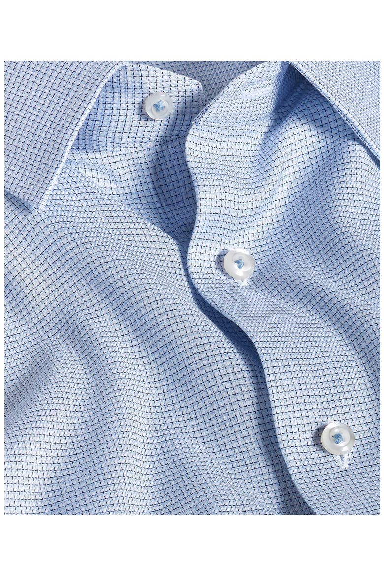 Trim Fit Stretch Micro Check Dress Shirt, Alternate, color, WHITE/ BLUE