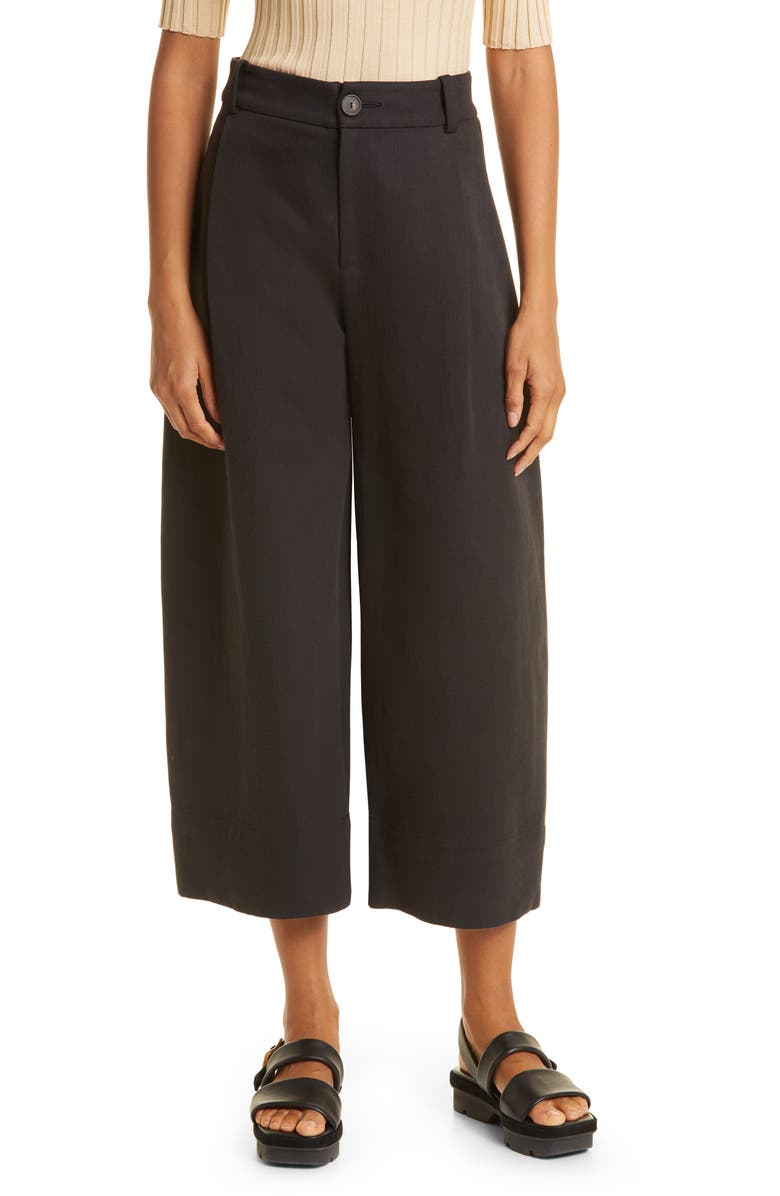 Vince Crop Wide Leg Cotton & Linen Pants, Main, color,
