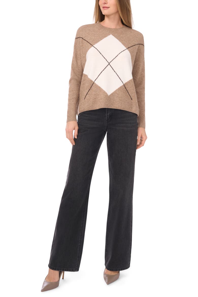 Large Argyle Sweater, Alternate, color, TAUPE