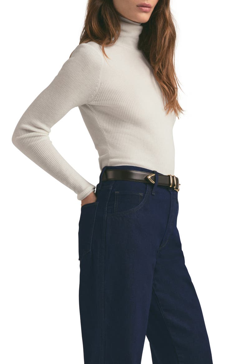 Amelia Rib Merino Wool Turtleneck Top, Alternate, color, IVORY