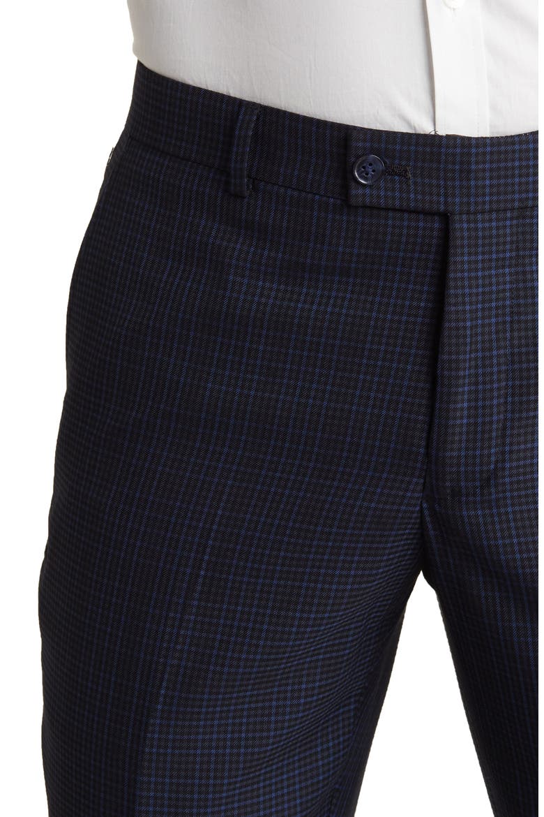Hoxton Navy Grid Check Two-Button Notch Lapel Suit, Alternate, color, NAVY