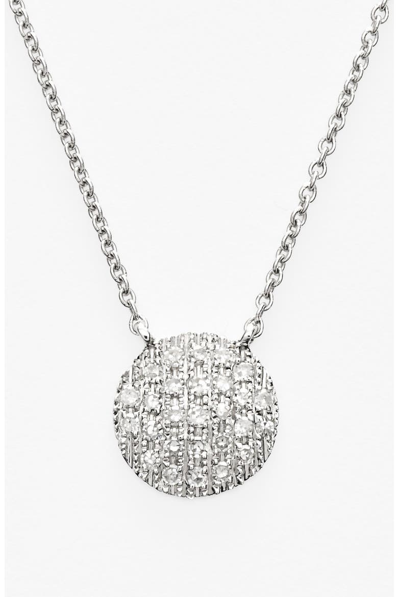 'Lauren Joy' Diamond Disc Pendant Necklace, Main, color, WHITE GOLD