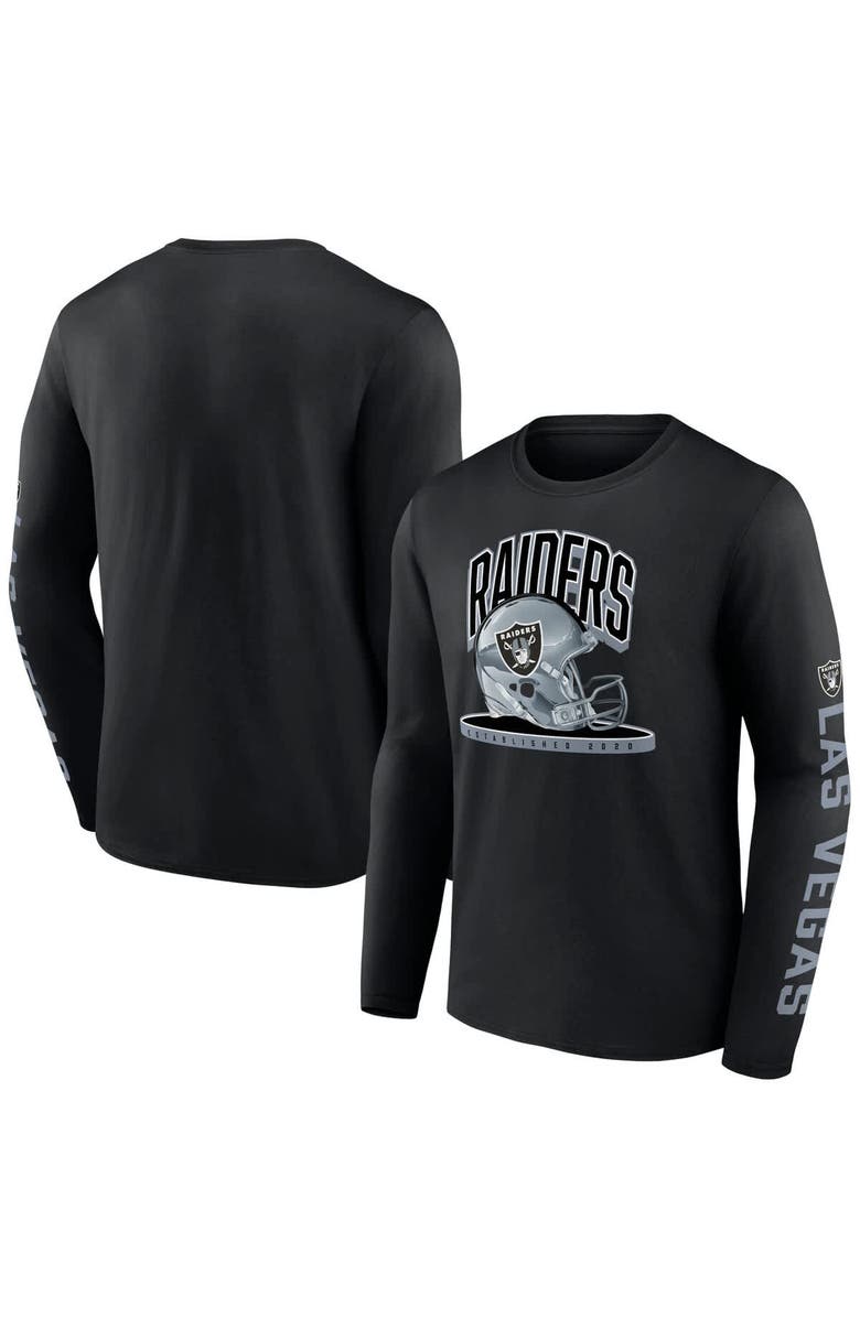 FANATICS Men's Fanatics  Black Las Vegas Raiders Helmet Platform Long Sleeve T-Shirt, Main, color, 