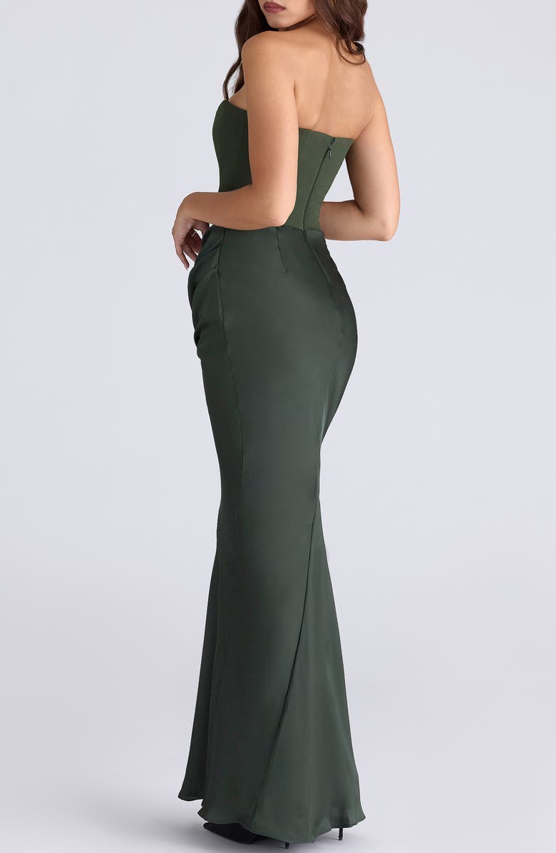 HOUSE OF CB Persephone Strapless Evening Dress, Alternate, color, Green Crepe