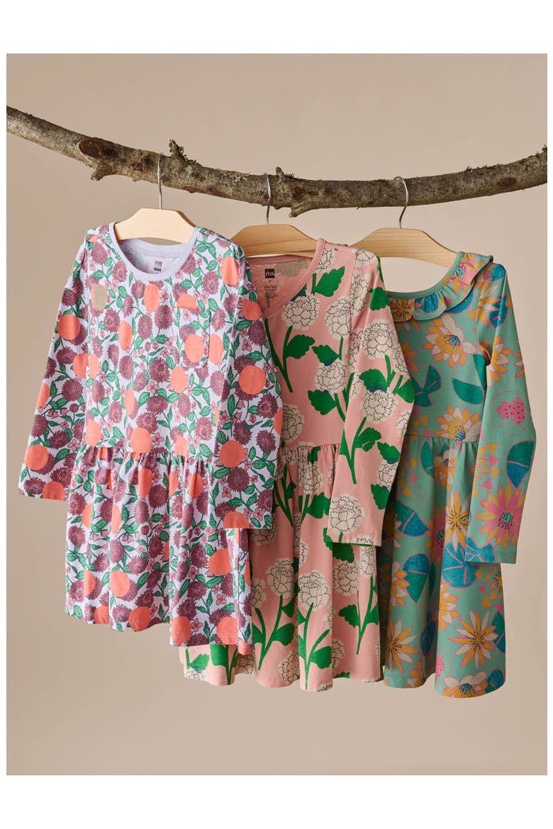 Printed Pocket Play Dress, Alternate, color, Persimmon Dot Floral