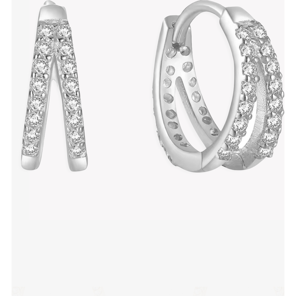 Ben Oni Doube Cz Huggie Hoop Earrings