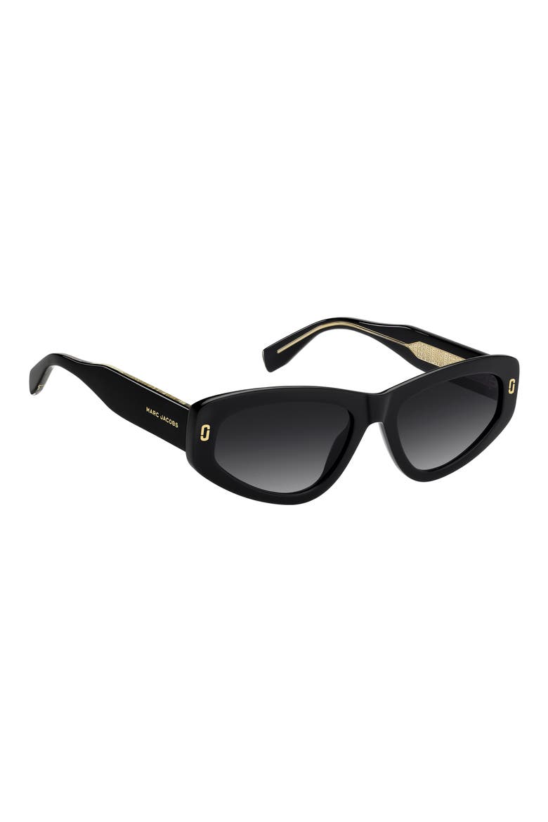 55mm Gradient Rectangular Sunglasses, Alternate, color, BLACK/ DARK GREY SF