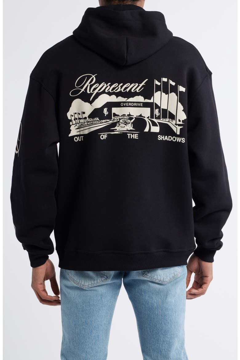 Raceway Graphic Hoodie, Alternate, color, JET BLACK